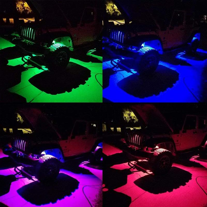 Roxmad 8 PCS RGB LED Rock Lights Wireless Bluetooth Music Flashing Multi Color