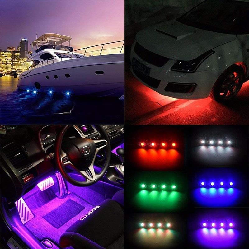 Roxmad 8 PCS RGB LED Rock Lights Wireless Bluetooth Music Flashing Multi Color