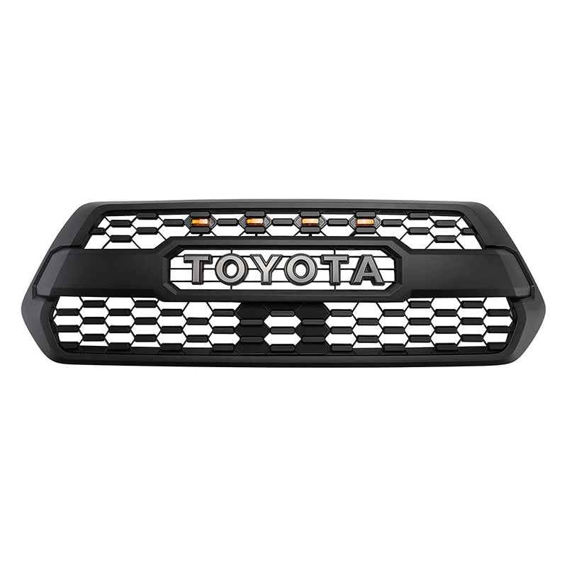 Roxmad Grill With Grey Letter & LED Amber Grill Lights Combo For 2016-Later Toyota Tacoma